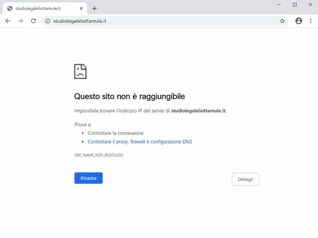 Prima: sito .it non raggiungibile