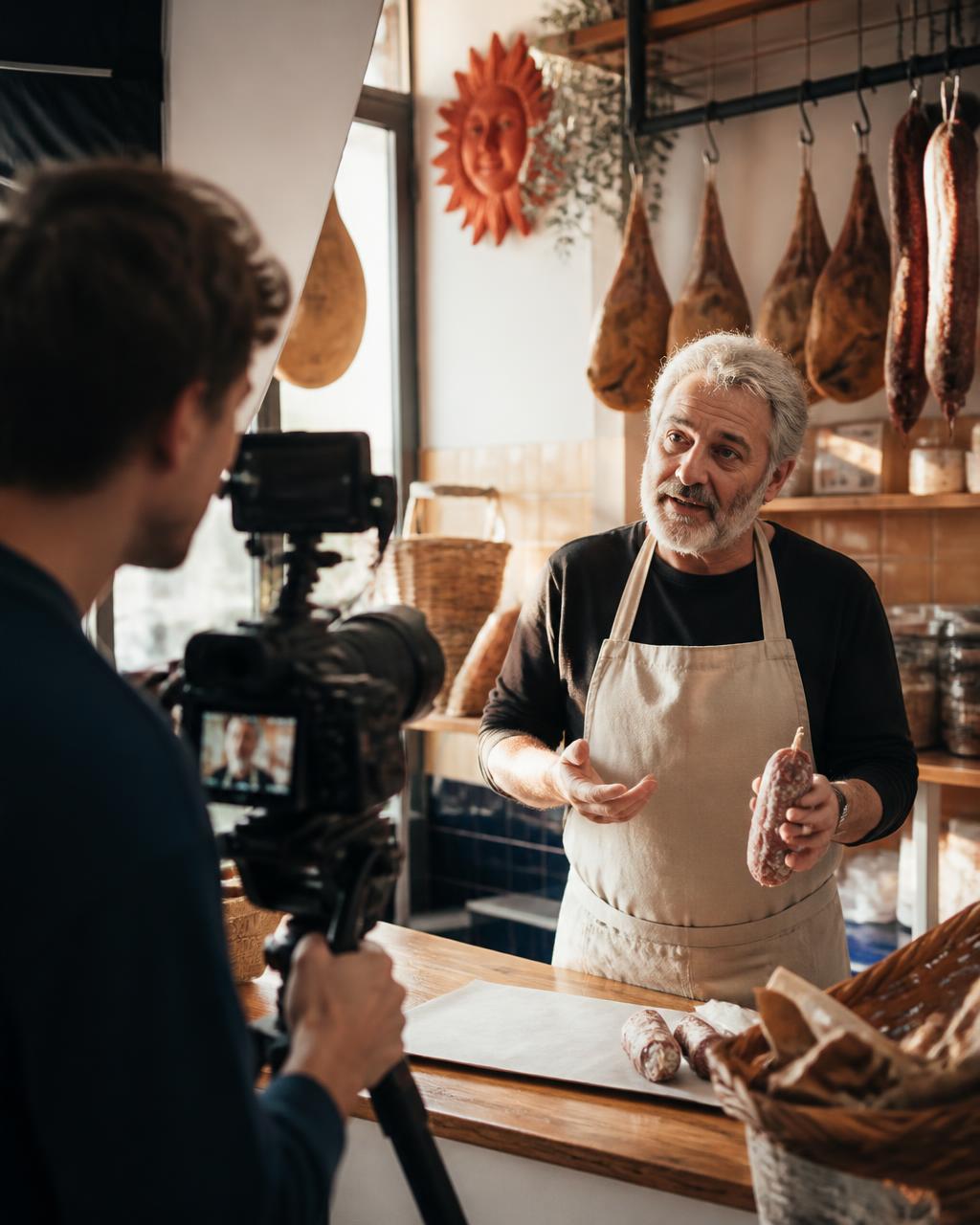 Riprese professionali di contenuti video in un'attività locale